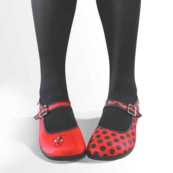 Chocolaticas® Ladybug Women's Mary Jane Flat Hot Chocolate Design