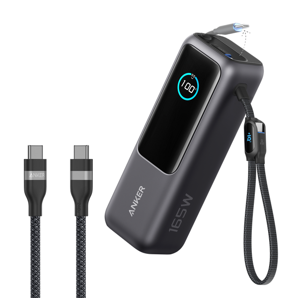 Anker Laptop Power Bank (25K, 165W, Built-In and Retractable Cables)