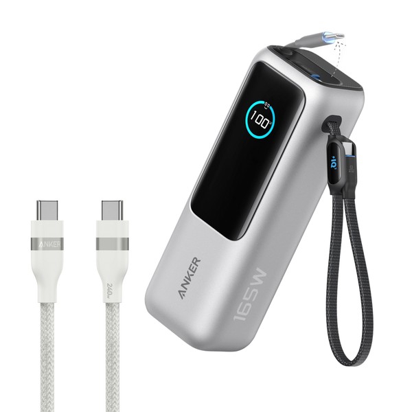 Anker Laptop Power Bank (25K, 165W, Built-In and Retractable Cables)