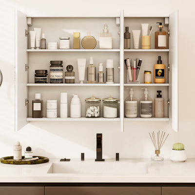 Frameless Bathroom Wall Mounted Mirror Cabinet with 3 Doors