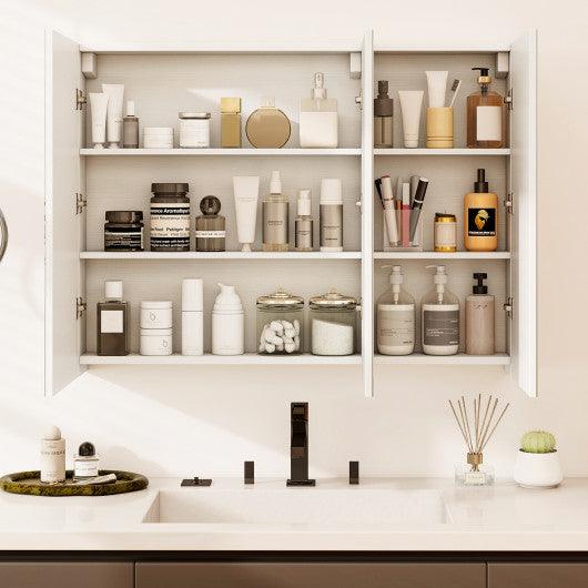 Frameless Bathroom Wall Mounted Mirror Cabinet with 3 Doors