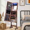 Free Standing Full Length Jewelry Armoire with Lights-Rustic Brown