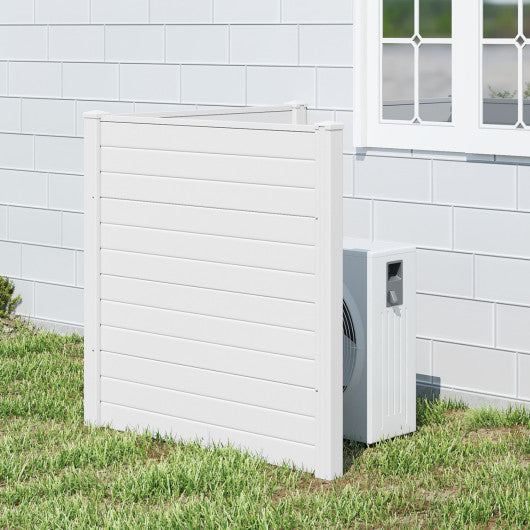 Freestanding 48 x 48 Inch Air Conditioner Fence with Metal Ground Stakes-White