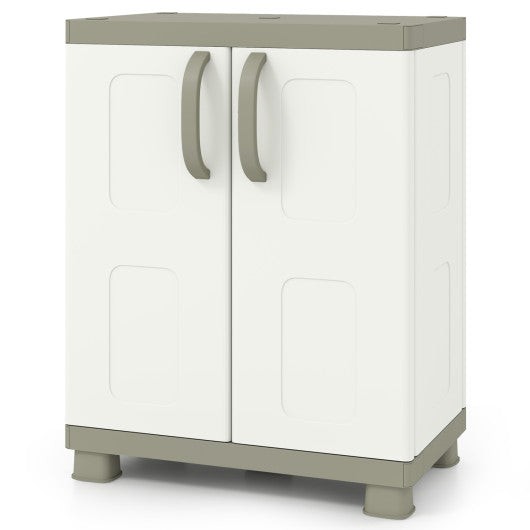 Freestanding Buffet Cabinet Sideboard with 2 Doors and Adjustable Shelves for Kitchen and Garage-Beige