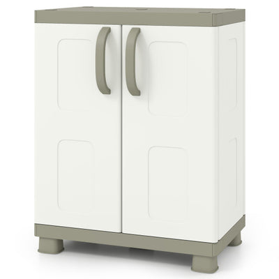 Freestanding Buffet Cabinet Sideboard with 2 Doors and Adjustable Shelves for Kitchen and Garage-Beige