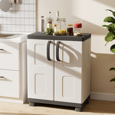 Freestanding Buffet Cabinet Sideboard with 2 Doors and Adjustable Shelves for Kitchen and Garage-Gray