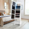 Freestanding Full Length LED Mirrored Jewelry Armoire with 6 Drawers-White