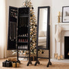 Freestanding Jewelry Armoire with Velvet Lining and Full Length Mirror-Black