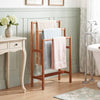 Solid Wood 3-Tier Freestanding Towel Rack with Teak Oil Finish