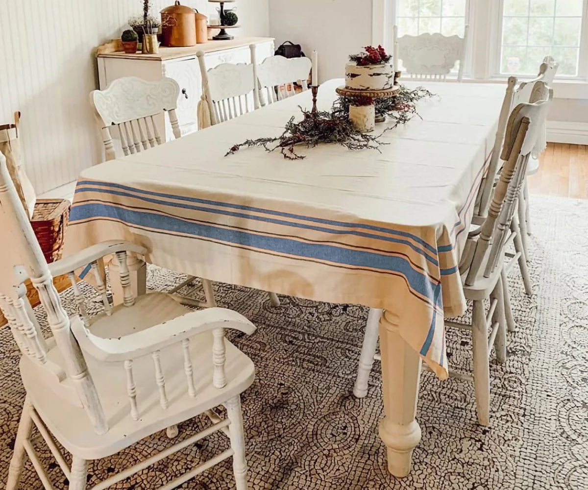 French Striped Tablecloth