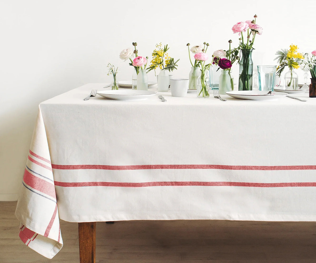 French Striped Tablecloth