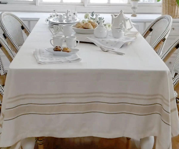 French Striped Tablecloth