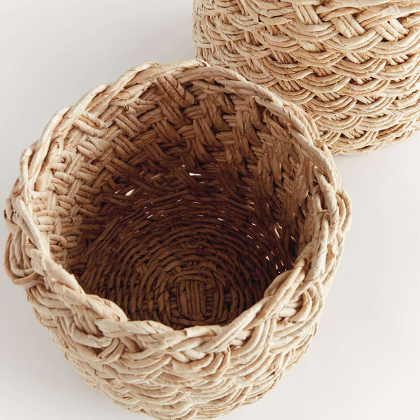 French Braided Abaca Storage Baskets (Set of 2)