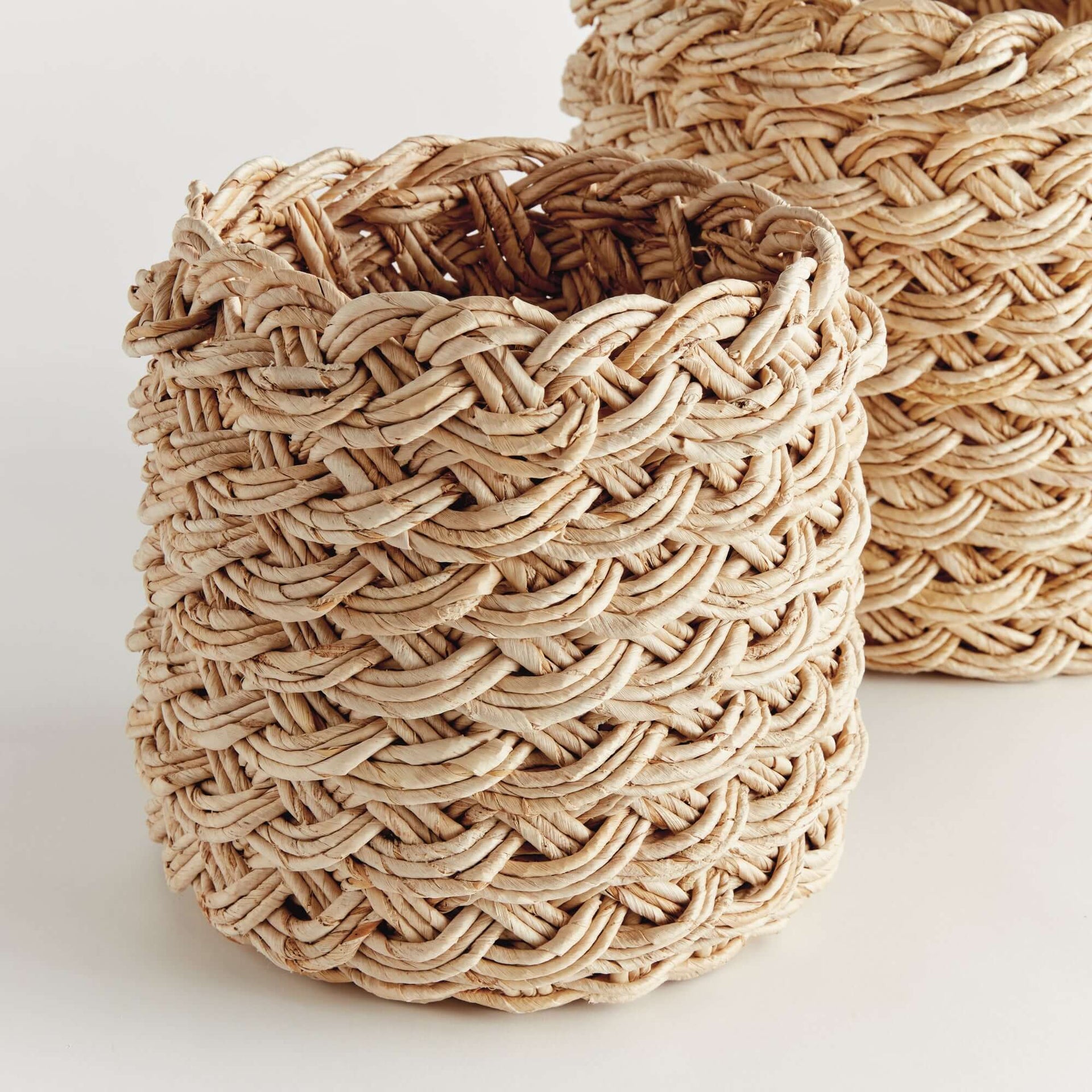French Braided Abaca Storage Baskets (Set of 2)