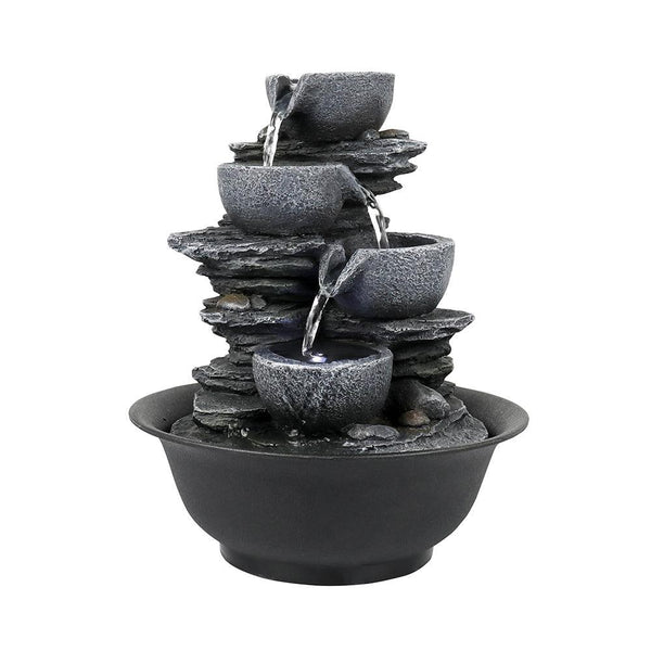Resin Mini Slate Bowl Tabletop Water Fountain 10 Inch