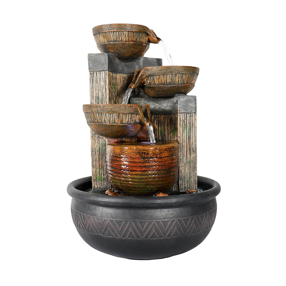 Resin Terracotta 5 Tier Tabletop Fountain 15 Inch LED