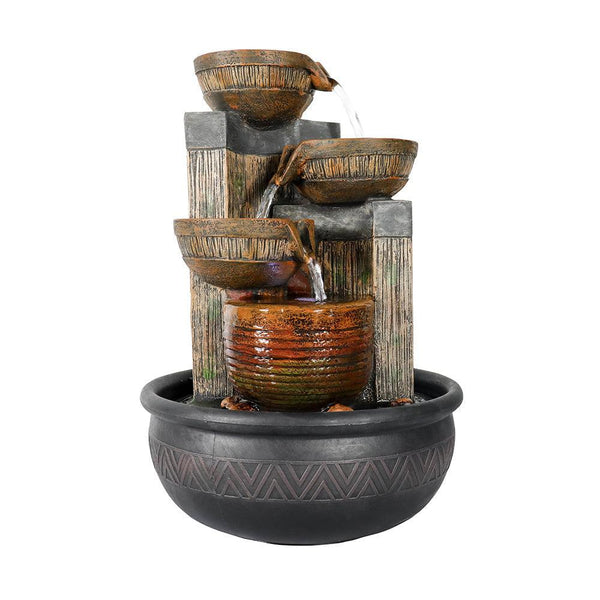 Resin Terracotta 5 Tier Tabletop Fountain 15 Inch LED