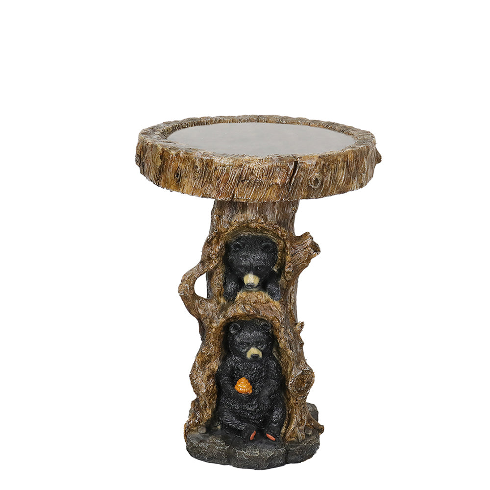 Concrete Bird Baths Two Cubs and Honeycomb 23 Inch