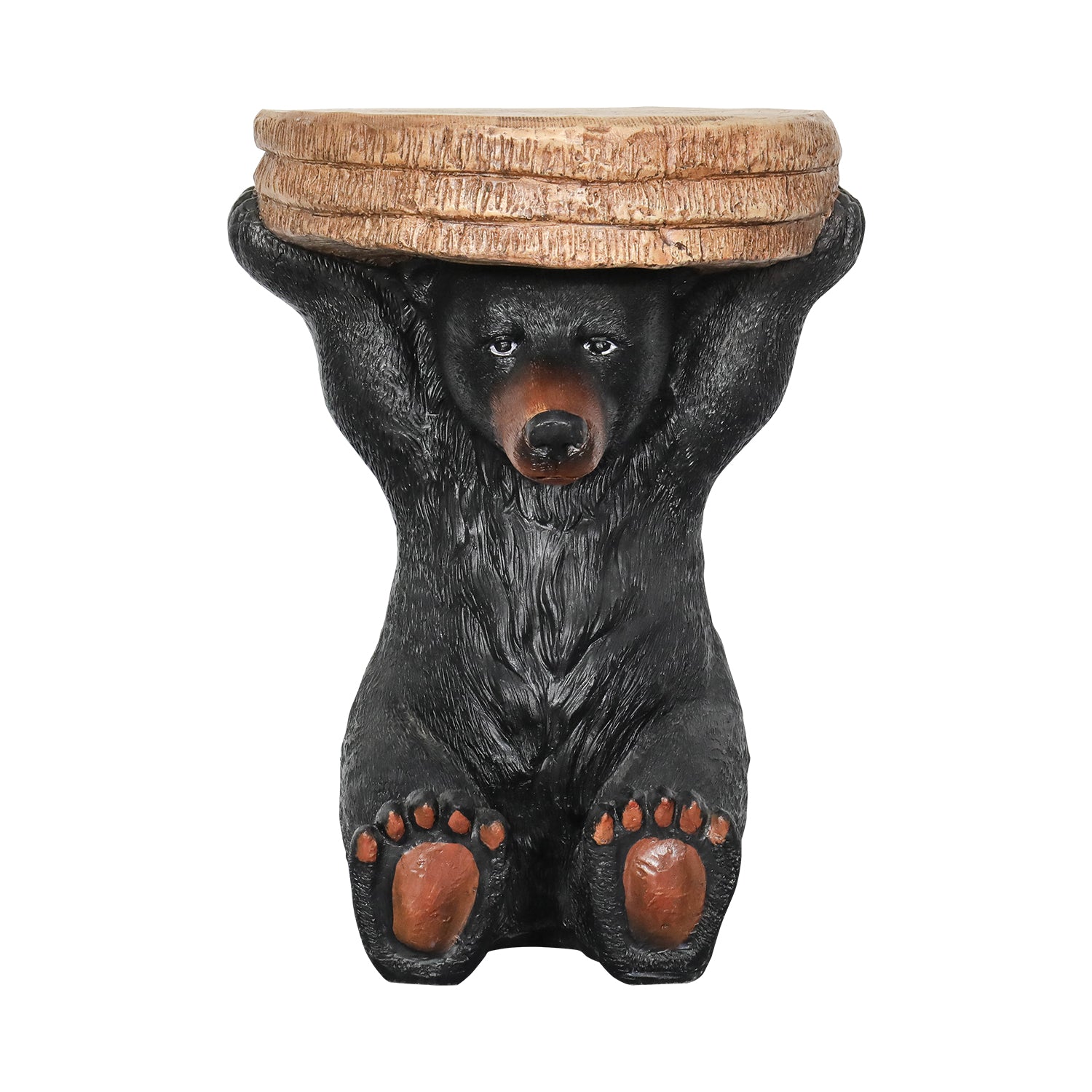 Concrete Outdoor Side Table Bear Holding Top 15 Inch