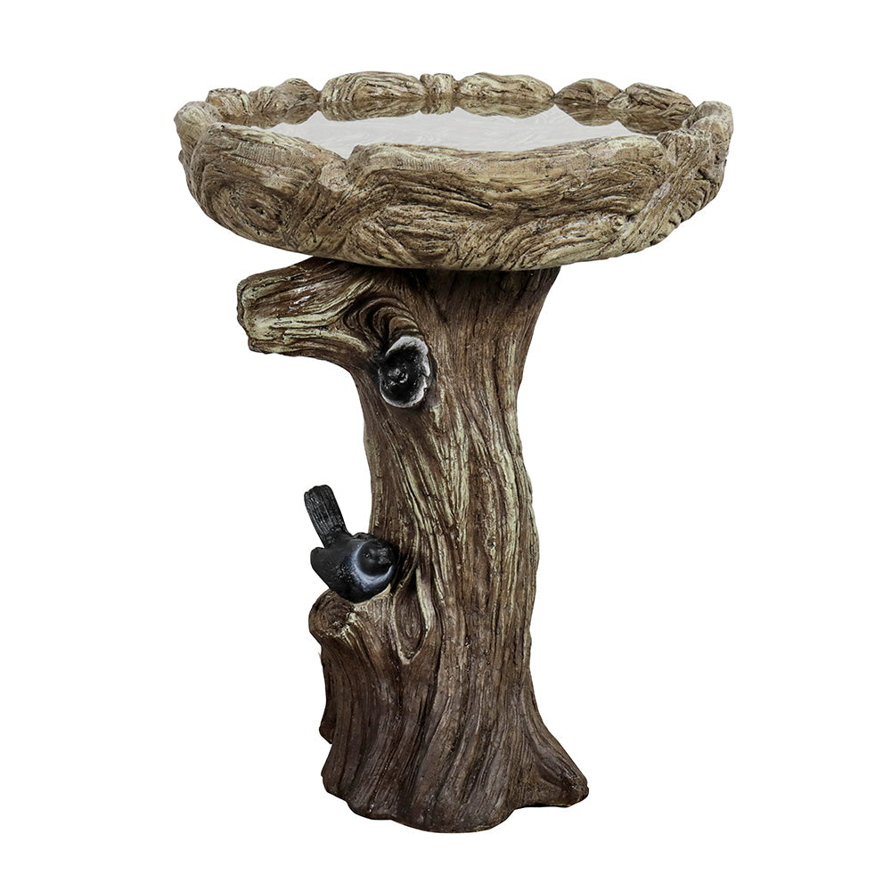 Concrete Tree Stump Bird Bath Log and Knot 23 Inch