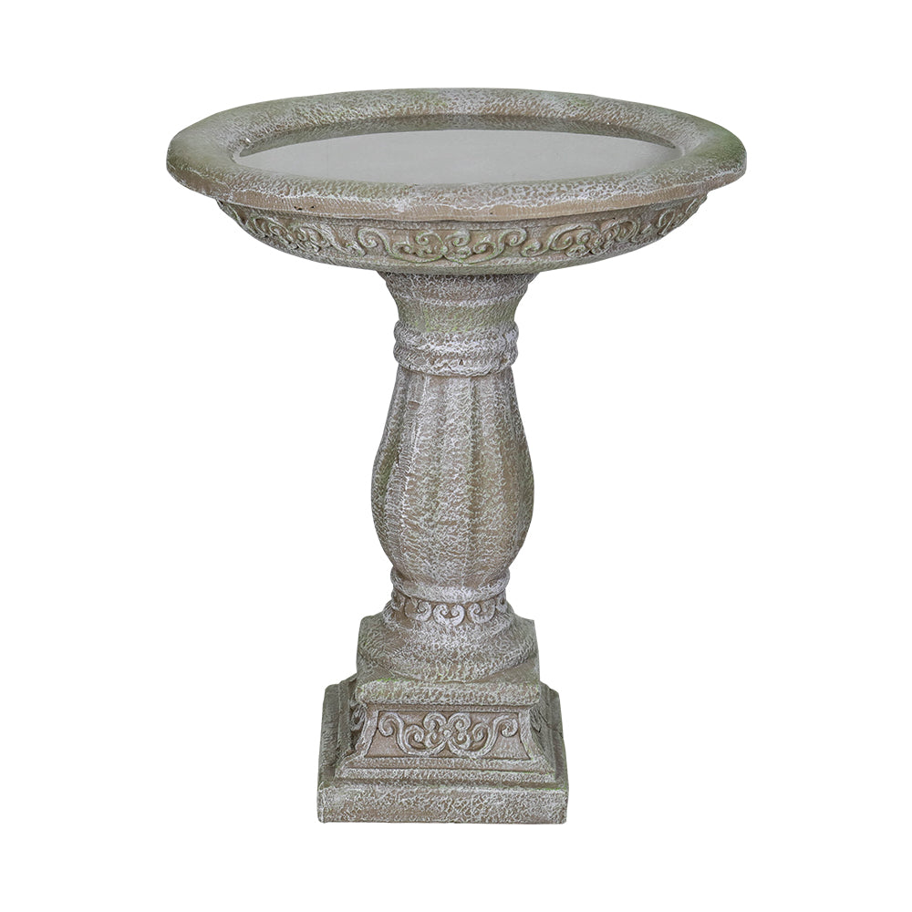 Concrete Antique Bird Bath Ornate Pedestal 23 Inch