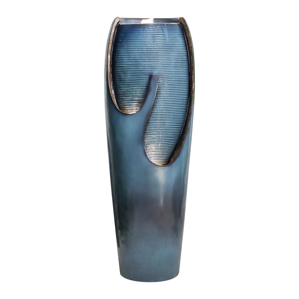 Concrete Turquoise Cracked Jar Outdoor Fountain 38 Inch