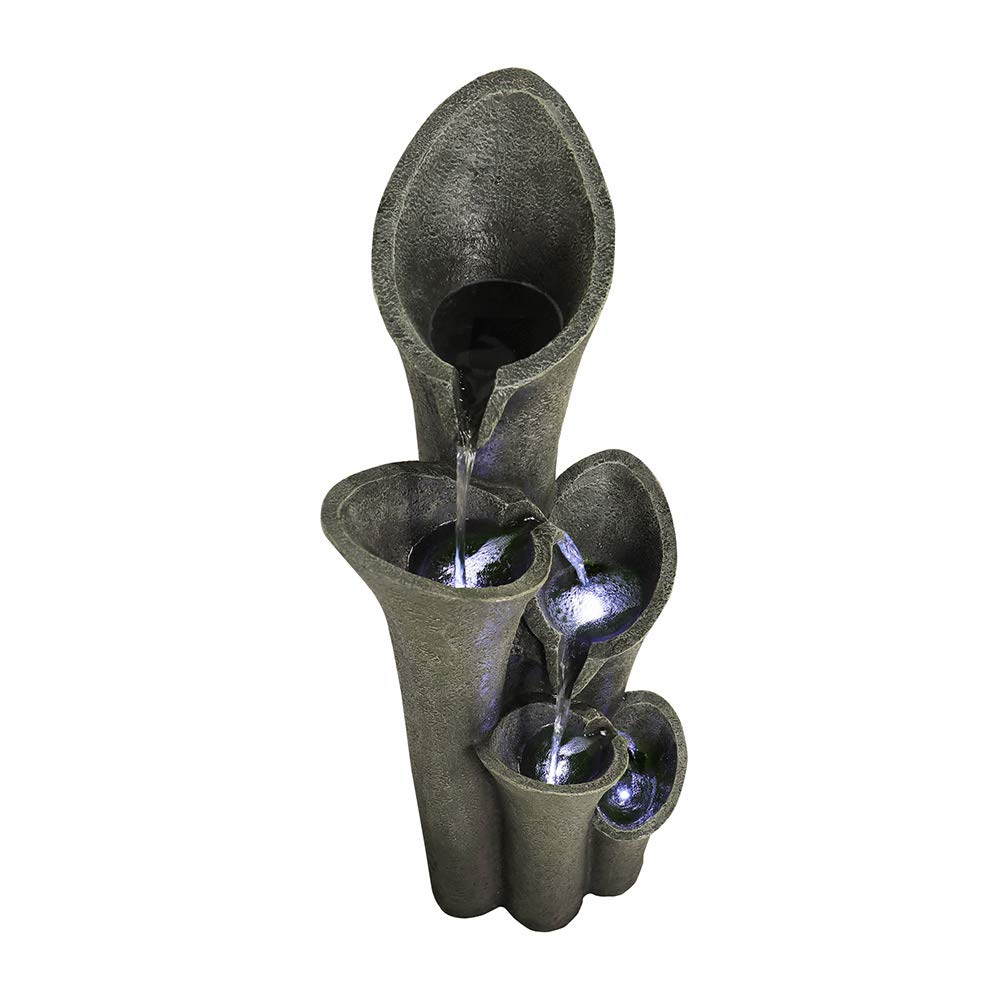 Resin Angled Pillar Outdoor Floor Fountain 39 in 14 lb