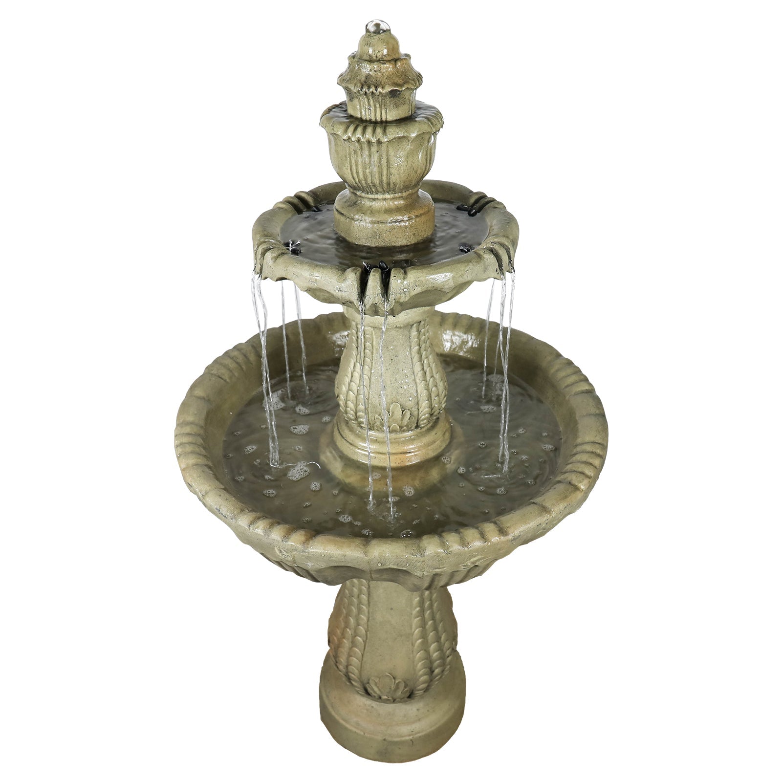 Concrete Water Fountain Pedestal Scalloped 3 Tier
