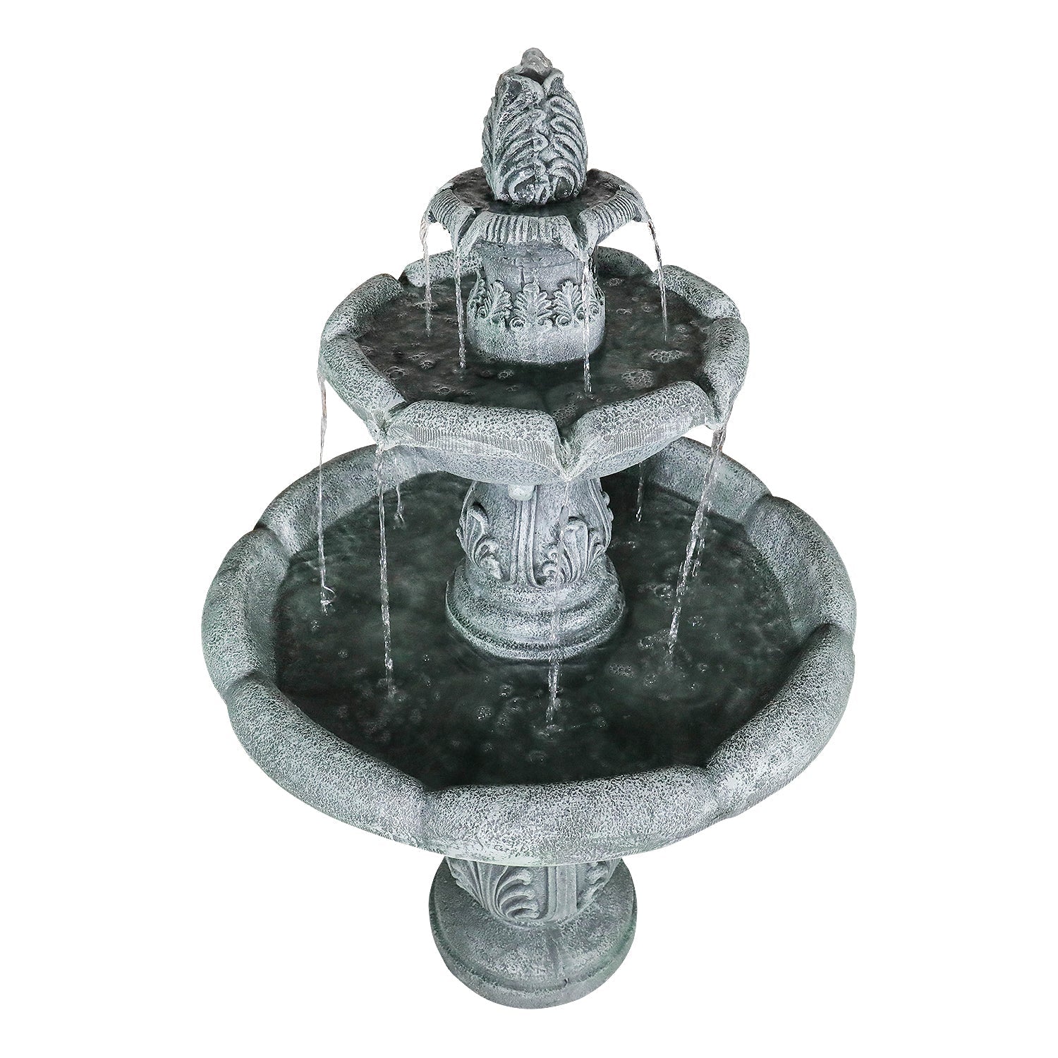 Concrete Pedestal Fountain Ornate 3 Tier Outdoor