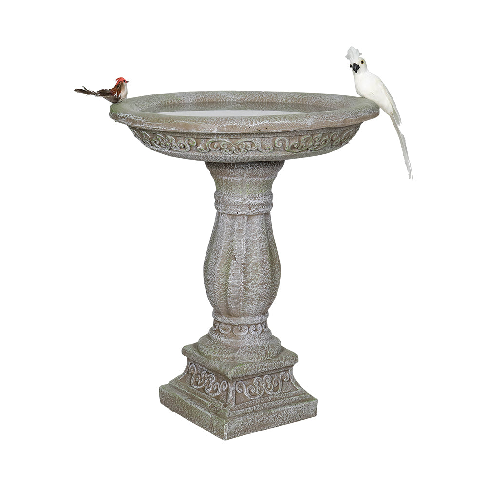 Concrete Antique Bird Bath Ornate Pedestal 23 Inch