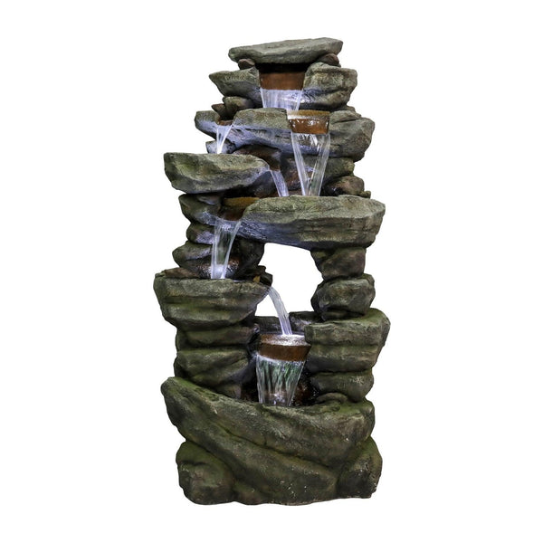 Resin Rock Waterfall Fountain Large 60 Inch 7 Tier