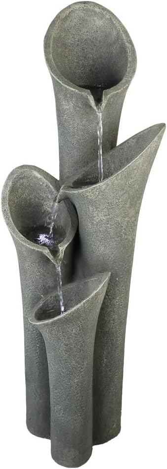 Concrete Trumpet Flower Outdoor Fountain 33 Inch