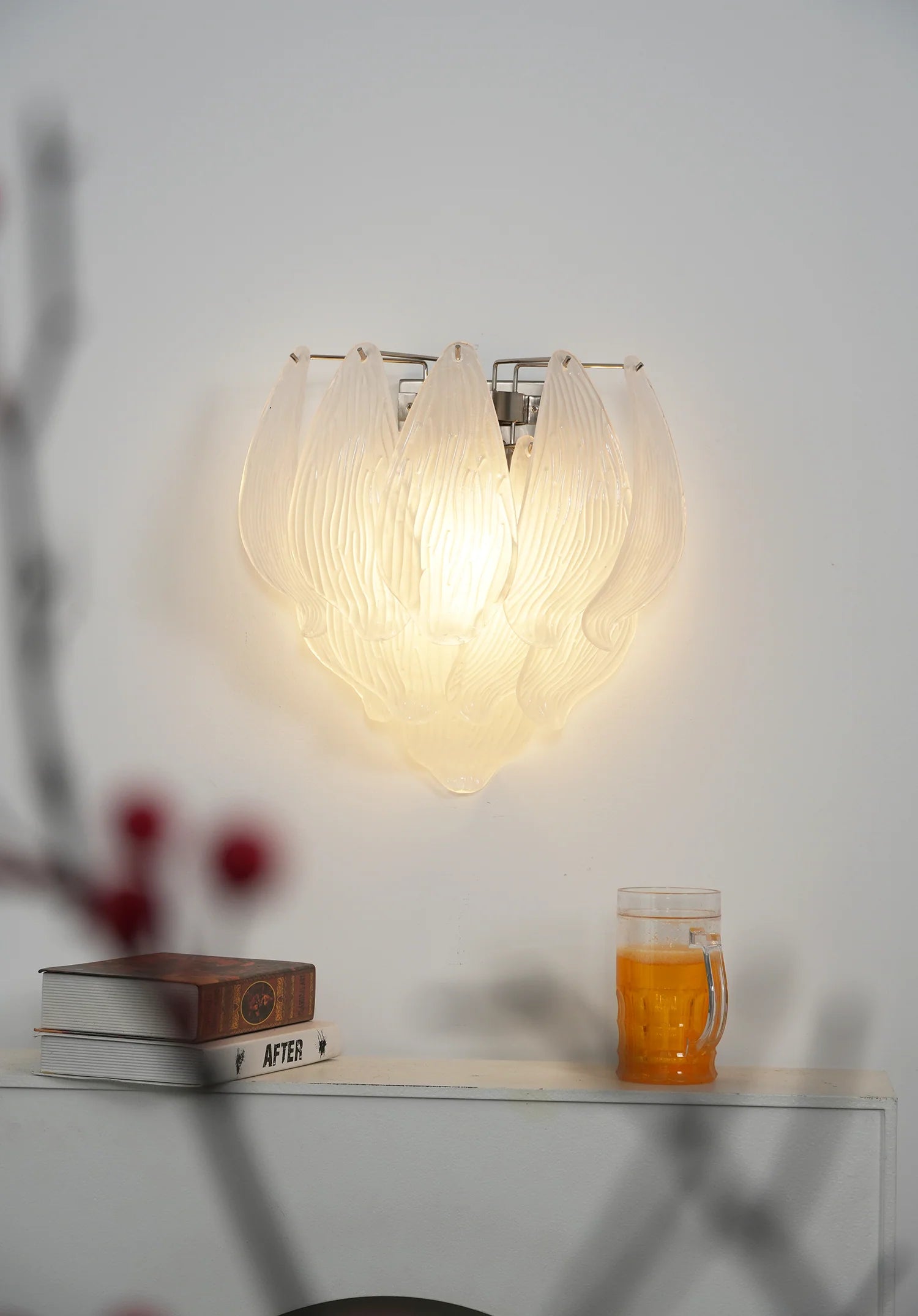 Frosted Petal Glass Wall Light