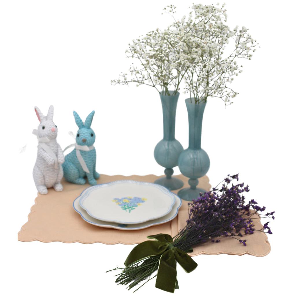 Frosted Blue Haze Glass Vases – Pair