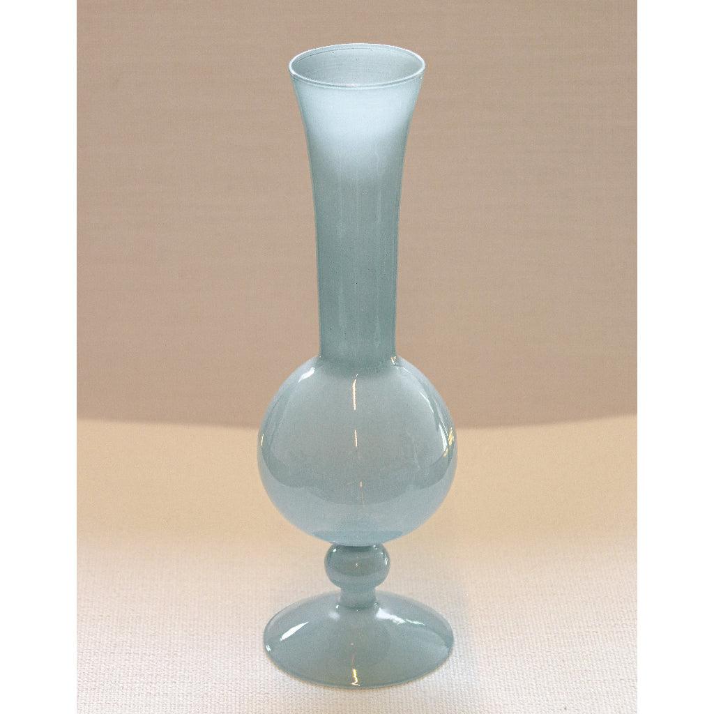 Frosted Blue Haze Glass Vases – Pair