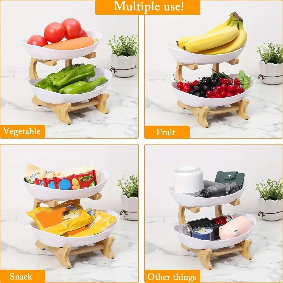 Fruit Basket - 2-Tier Wood