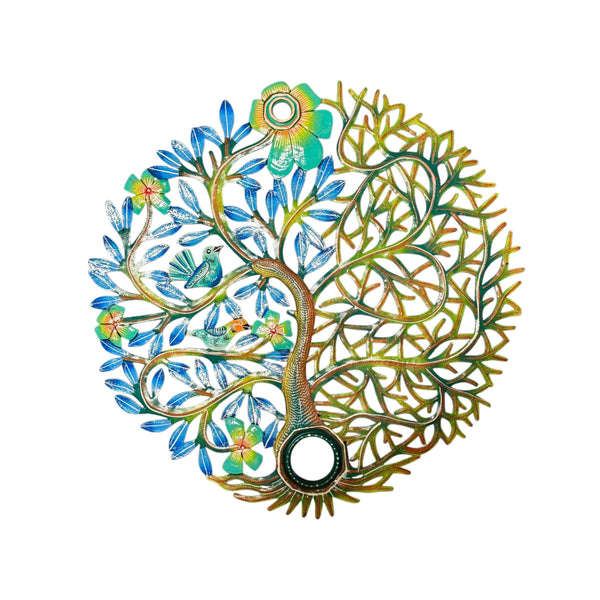 Oil Drum Top Tree- Blue/Green