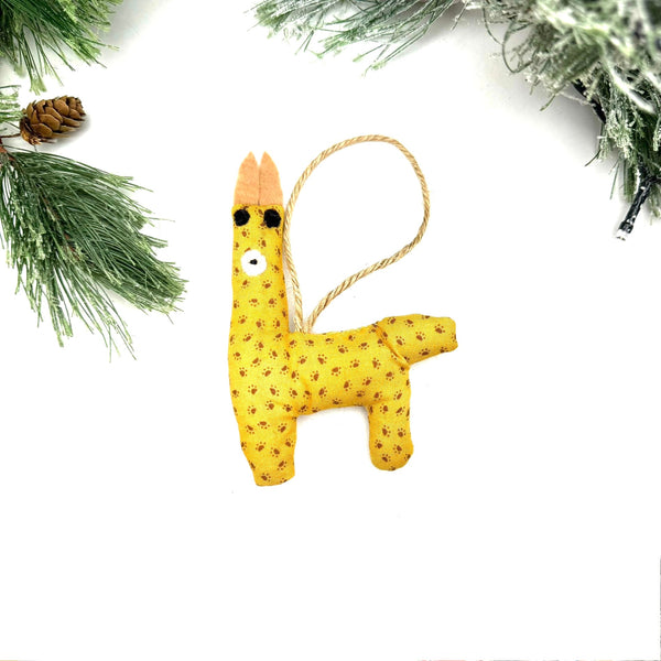 Llama Ornament- Yellow Prints