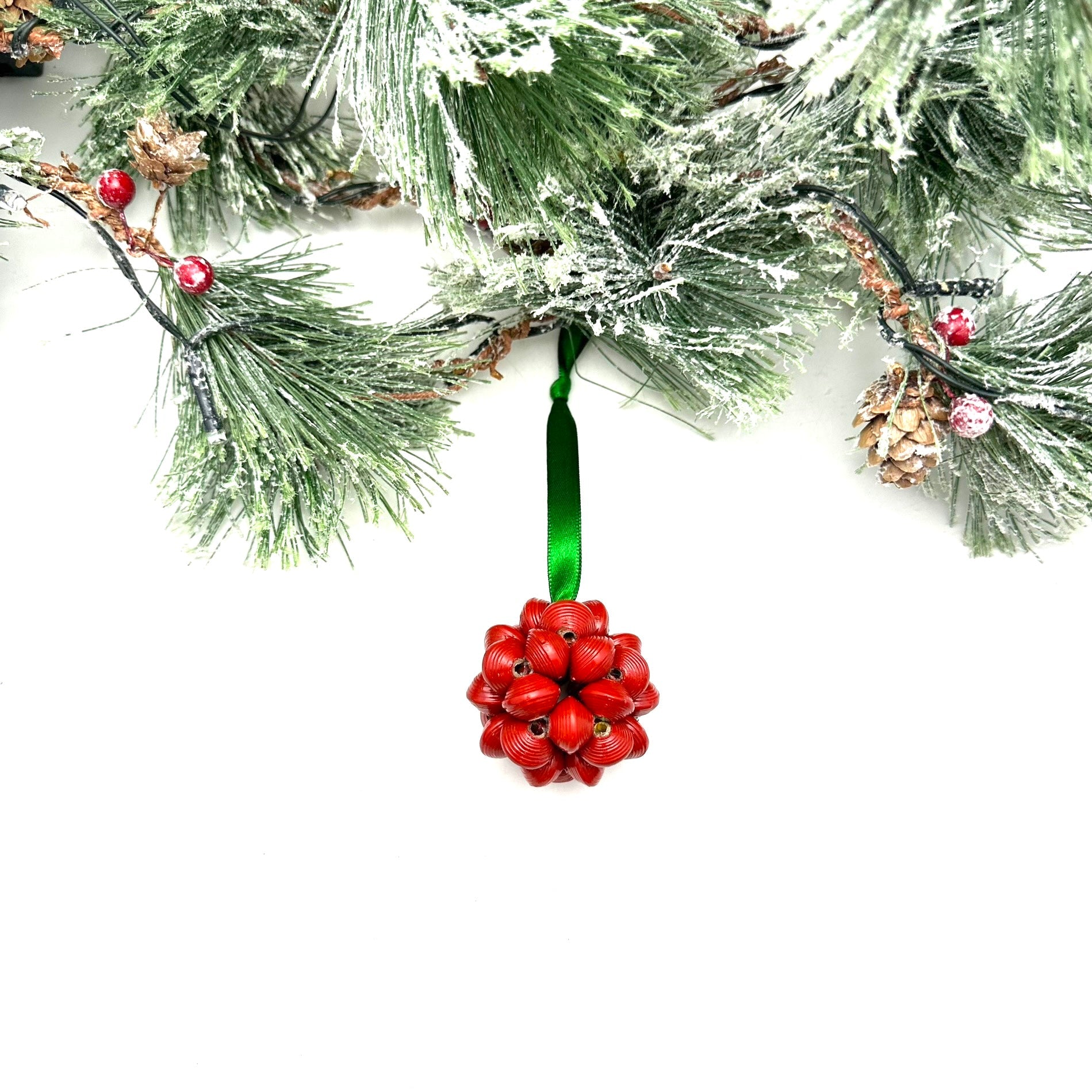 Cereal Box Bead Popcorn Ornament- Red