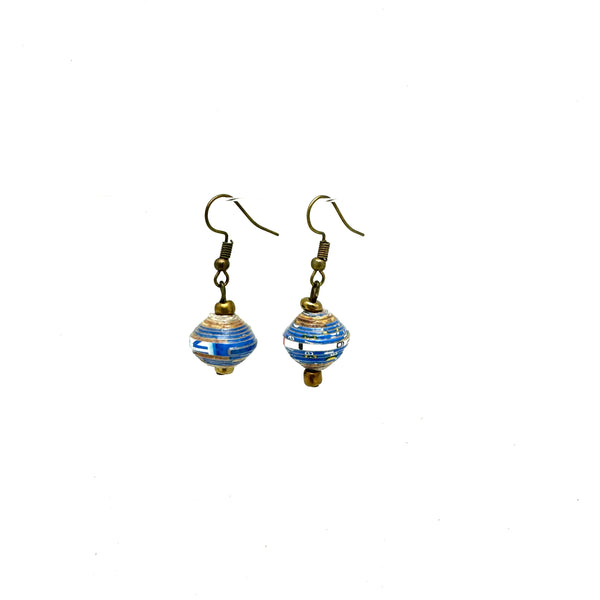Cereal Box Bead Earrings- Blue Hues