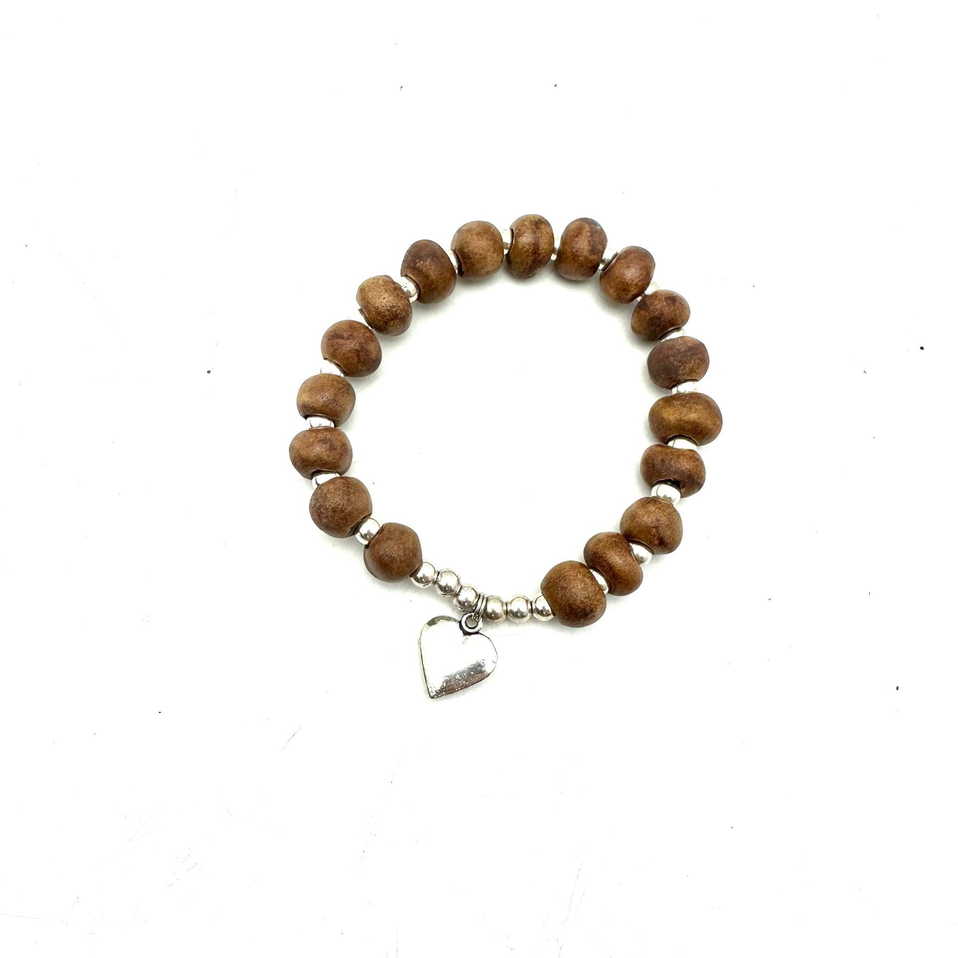 Heart Charm Bracelet- Pebble Brown