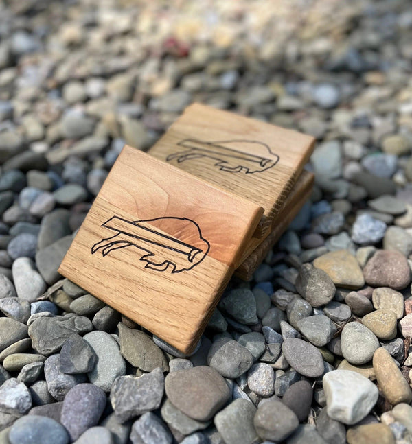 Buffalo Engraved Hardwood Coasters-Set of 4 - Gifts for You 'n Me
