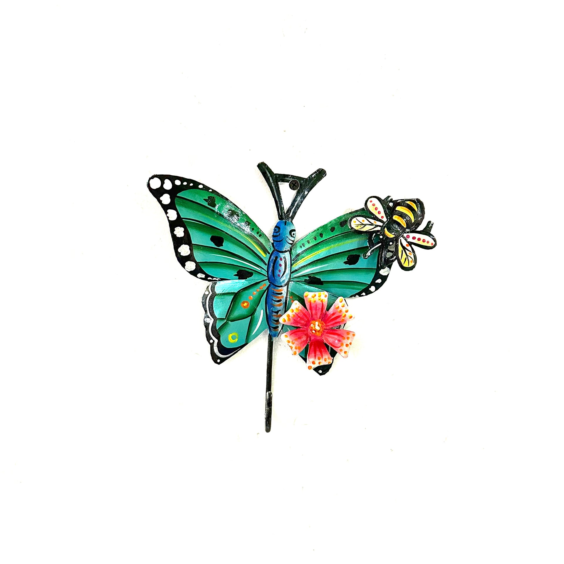 Turquoise Butterfly and Bee Wall Hook 2