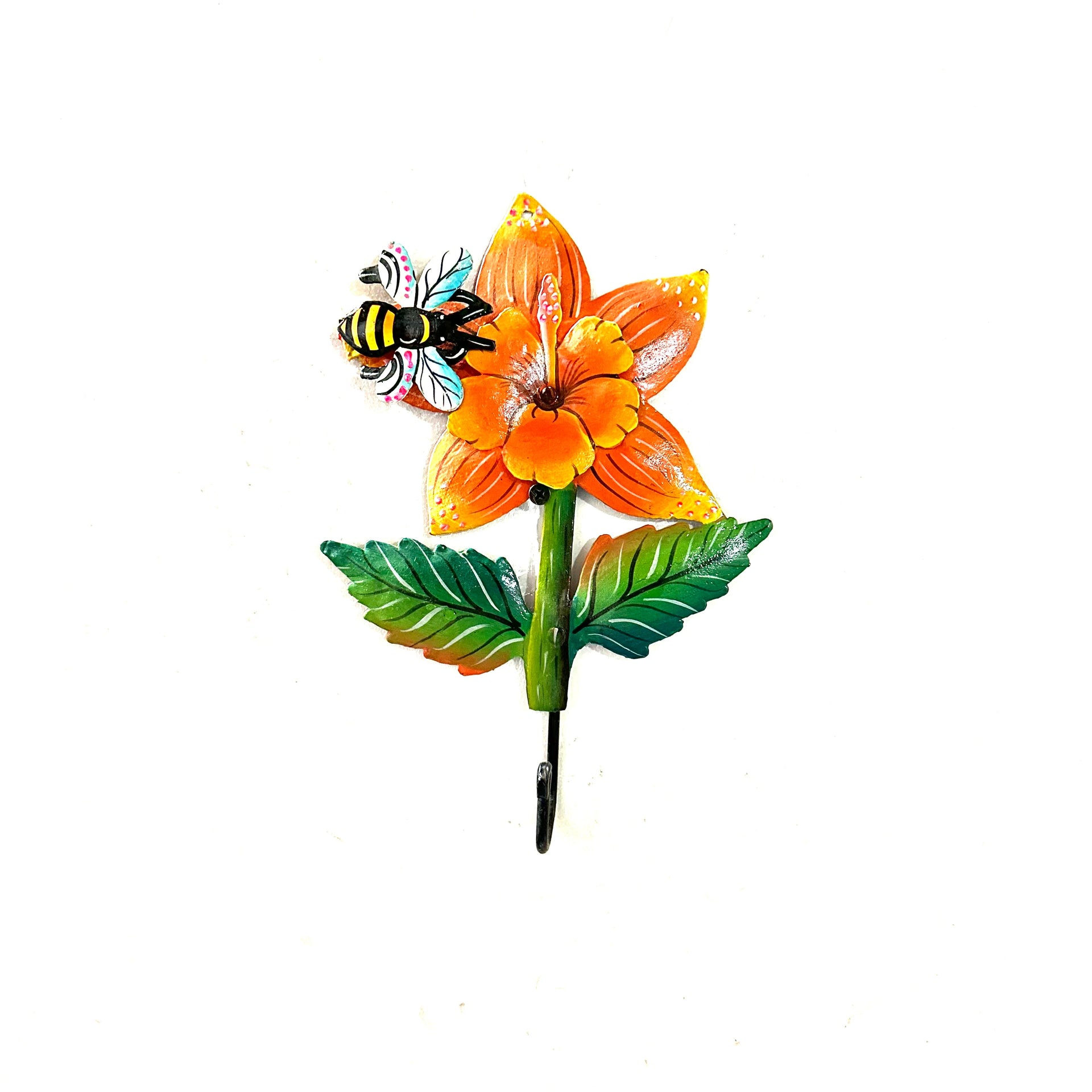 Orange Flower and Bee Wall Hook