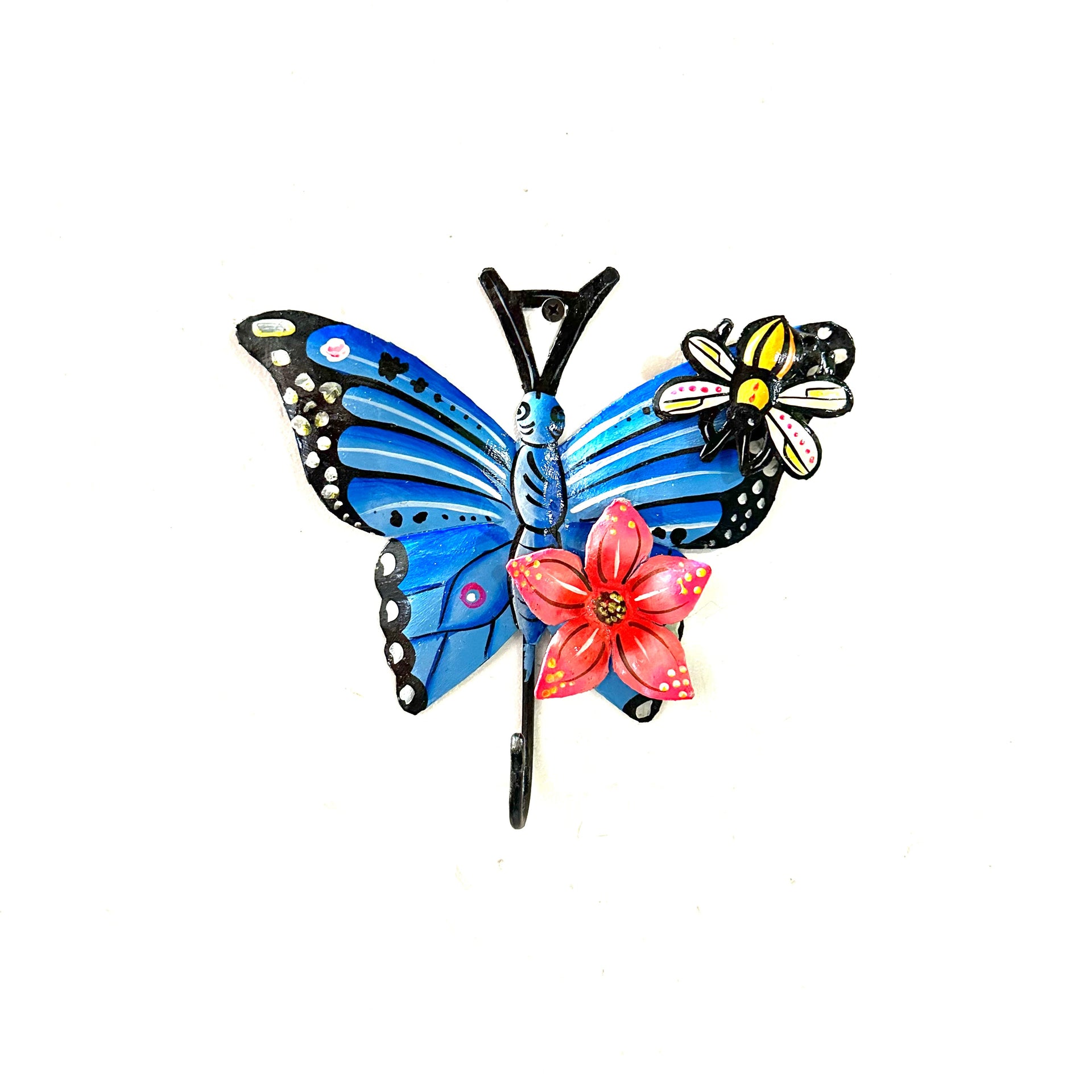 Blue Butterfly and Bee Wall Hook