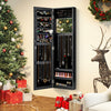 Full Length Mirror Jewelry Cabinet with Ring Slots and Necklace Hooks-Black