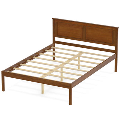 Full/Queen/Twin Size Bed Frame Farmhouse Wooden Platform Bed with Headboard-Full Size