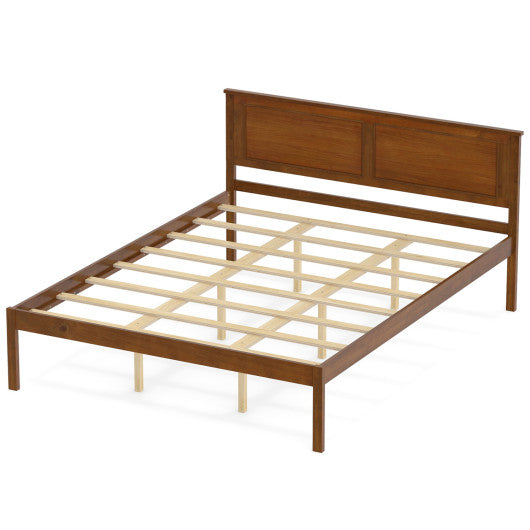 Full/Queen/Twin Size Bed Frame Farmhouse Wooden Platform Bed with Headboard-Queen Size