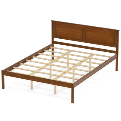 Full/Queen/Twin Size Bed Frame Farmhouse Wooden Platform Bed with Headboard-Queen Size