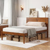 Full/Queen/Twin Size Bed Frame Farmhouse Wooden Platform Bed with Headboard-Twin Size